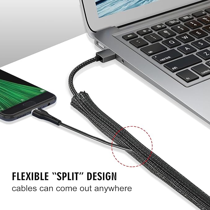 Moxita 25ft - 1 inch Cable Protector Sleeve Split Wire Loom Tubing for Power, Audio, USB, Cord Management for TV, Computer, Protection from Pets Chewing, Black