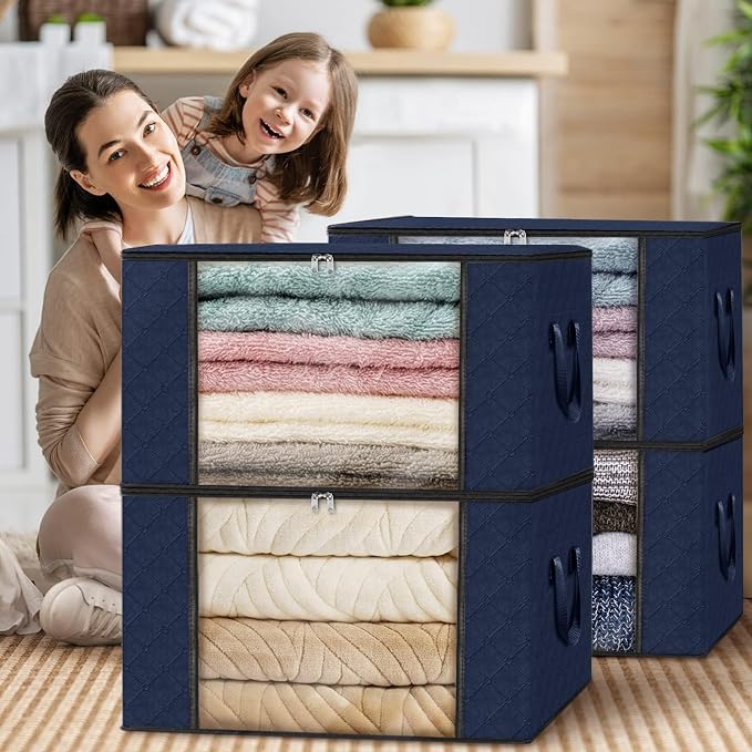 4 Pack Storage Bags for Clothes Blanket Storage Bins - Image 7