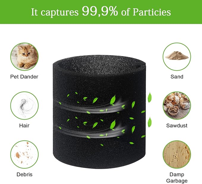DFD 3 Pcs 90585 Foam Sleeve Filter Replacement Compatiable with Genie Shop Wet Dry Vacuums & for Shop Vac for Vacmaster, VF2001 Foam Replacements Filters for Wet Dry Vacuum Cleaner