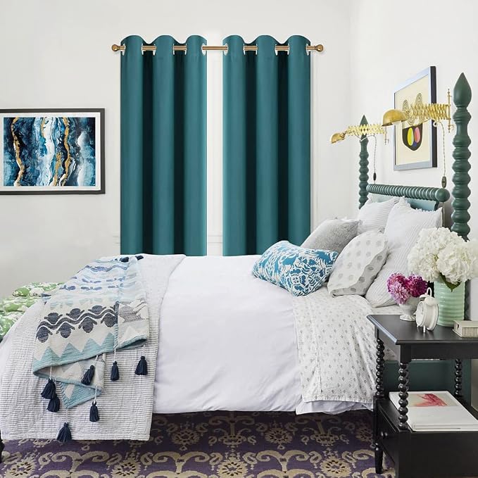 Diraysid Sea Teal Grommet Blackout Curtains - Image 3