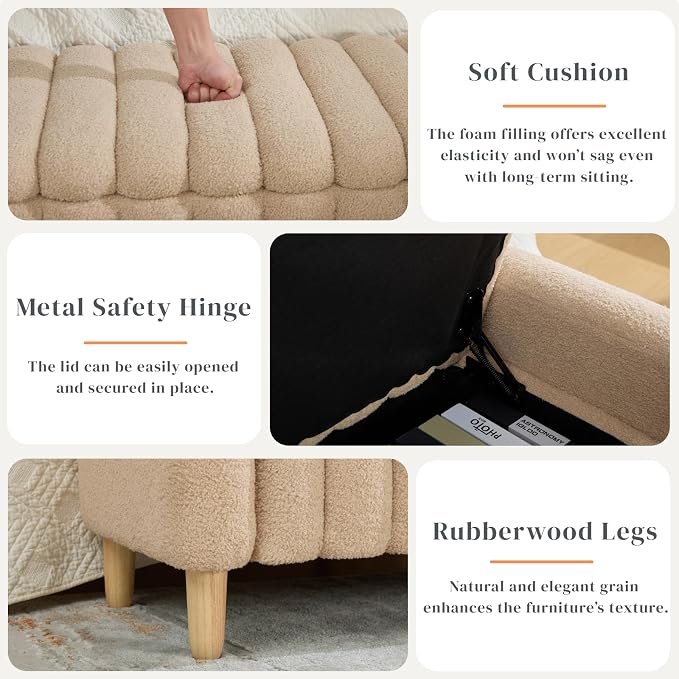 Aoiy & Wifon 63.4" W Large Storage Ottoman Bench, King Size End of Bed Storage - Image 3