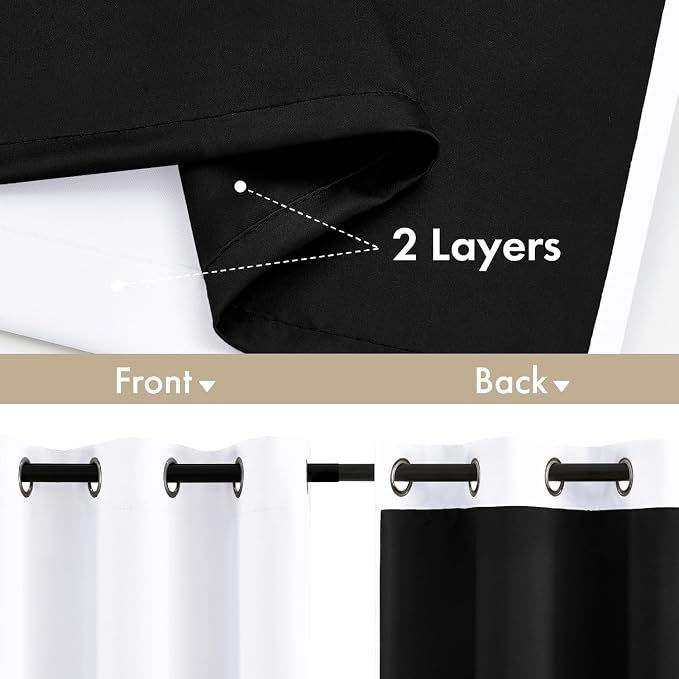 MIULEE White 100% Blackout Short Curtains - Image 3