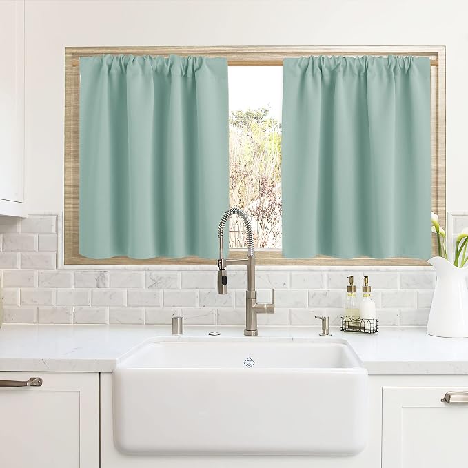 RYB HOME Cafe Blackout Curtains 24 inch Length by RYBHOME