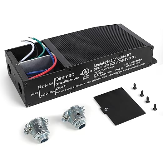 EMITEVER Dimmable LED Driver,96W 24V Triac Power Supply, AC to DC LED Transformer for LED Light,Compatible with Lutron and Leviton Dimmer,Waterproof IP67 and UL Listed,Class 2,Class P