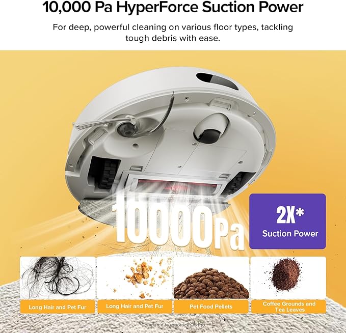 roborock Q7 M5+ Robot Vacuum and Mop, Upgraded from Q5 Max+, Up to 7-9 Weeks Self-Empty, 10000Pa Suction, Dual Anti-Tangle System for Pet Hair & Carpet, PreciSense LiDAR Navigation, App Control, White