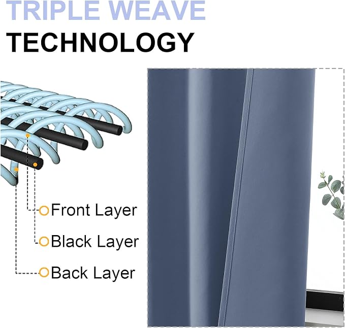 Simplebrand Ava Denim Blue Blackout Curtains - Image 5
