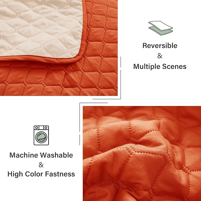 Exclusivo Mezcla Reversible California King Quilt Set, Burnt Orange | - Image 6