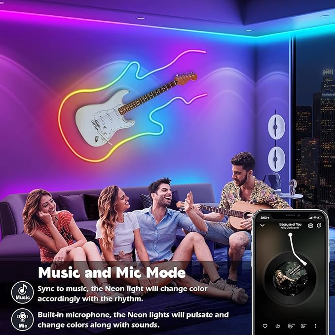 SINLEY Led Neon Rope Lights 120FT,Control with App/Remote,Flexible Led Rope Lights,Multiple Modes,IP68 Outdoor RGB Neon Lights Waterproof,Music Sync Gaming Led Strip Lights for Bedroom Indoor
