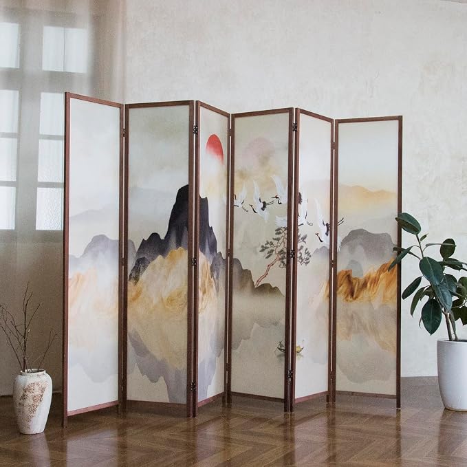 6 Panel Room Divider, 5.6 ft Tall Blackout Folding Privacy Screen - Image 5