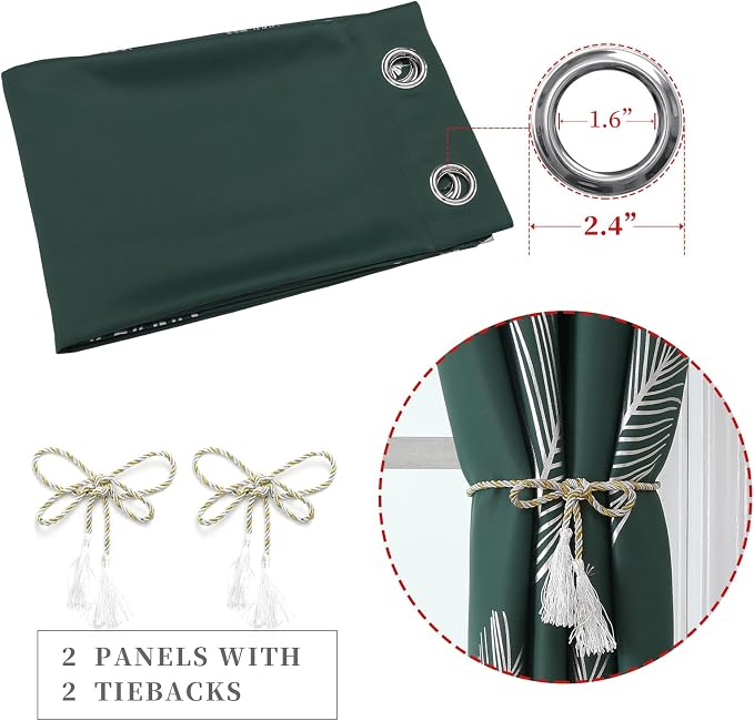 Green Blackout Curtains for Living Room 108 Inches Long, Room Darkening Energy - Image 4