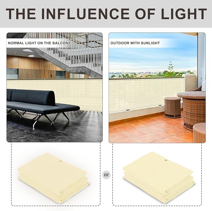 LOVE STORY Custom Size 3' x 29' Balcony Privacy Screen Cover, Butter Cream | - Image 2