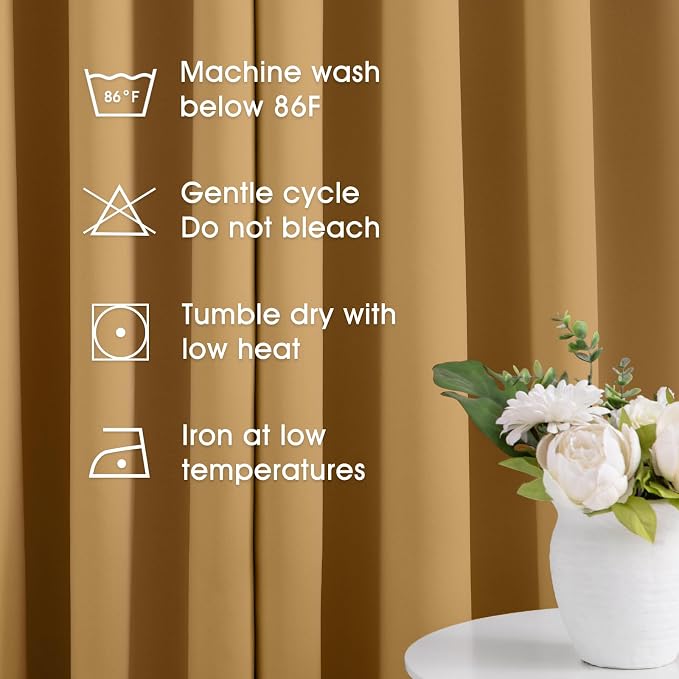 HOMEIDEAS Gold Blackout Curtains - Image 2