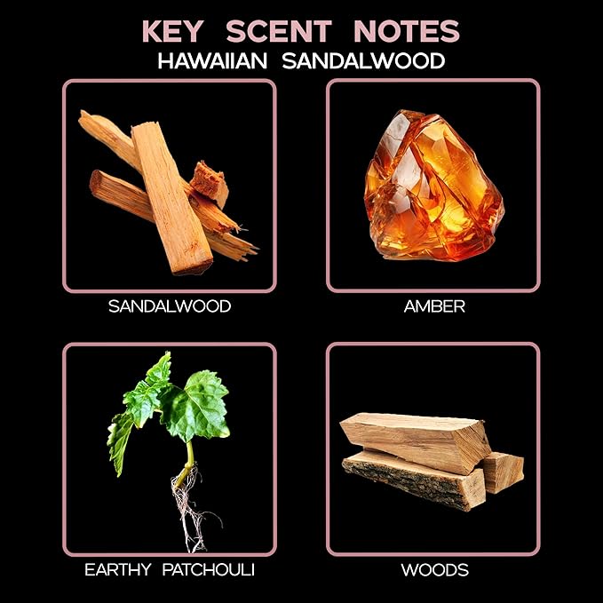 LOVSPA Reed Diffuser Set, Hawaiian Sandalwood Scented Oil Diffuser with Sticks, Home Fragrance Accessories for Bathroom Shelf Decor, Aroma Diffusers for Home or Office Fall Decor, USA Made