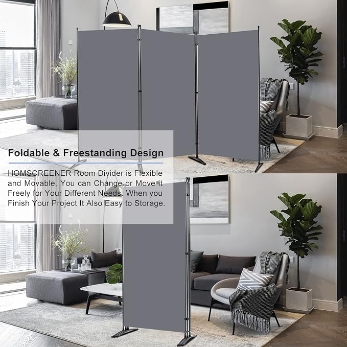 Room Divider 6FT Folding Privacy Screens, 3 Panel Partition Room Dividers | - Image 3
