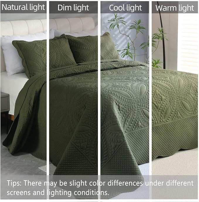 Cmfshape Oversize King Bedspread 120"x120", 3 Piece California King Quilt Set - Image 4
