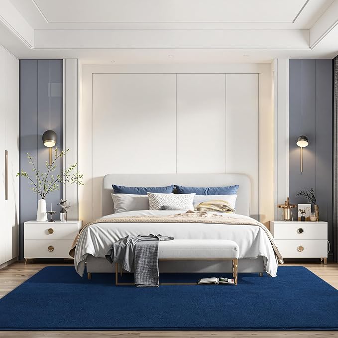 Navy Blue Area Rugs for Bedroom Living Room, 6x9 Memory Foam Rug | Thickened - Image 8