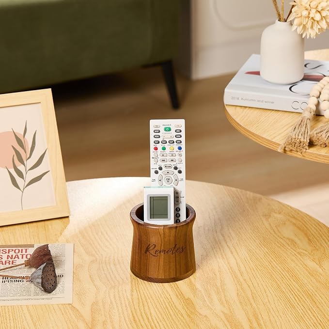 Acacia Wood Small Remote Control Holder, Organizer - Image 7