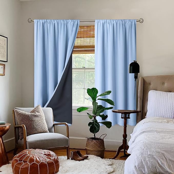 BGment Light Blue 100% Blackout Curtains - Image 2
