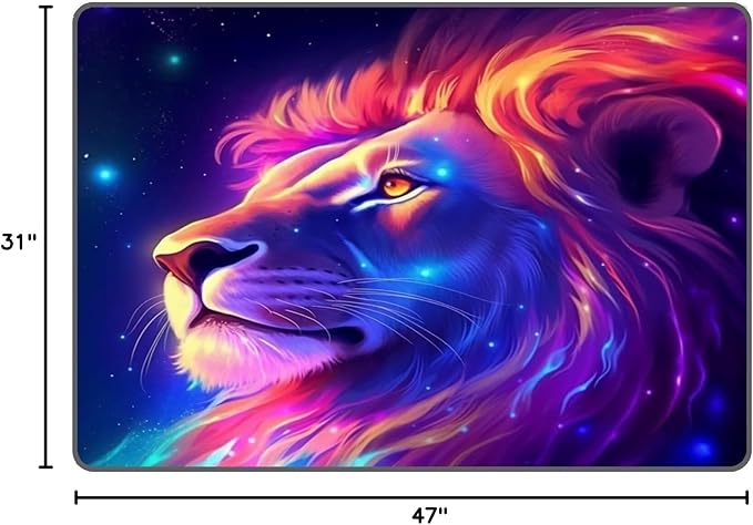 2'7" x 3'11" Galaxy Lion Rug 3D Fierce Lions Area Rugs for Kids Bedroom Living Room Playroom Gameroom Boys Glitter Carpet Throw Rugs Floor Mat 47 in X 31 in