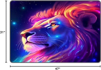 2'7" x 3'11" Galaxy Lion Rug 3D Fierce Lions Area Rugs for Kids Bedroom Living Room Playroom Gameroom Boys Glitter Carpet Throw Rugs Floor Mat 47 in X 31 in