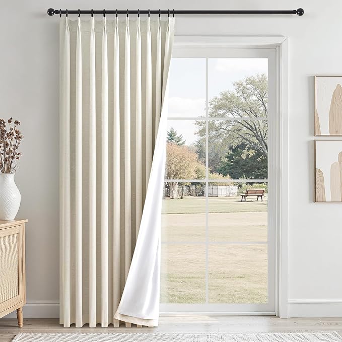 Topfinel 108 Inch Birch Blackout Curtains1 Panel, Autumn Double Layer Linen by Topfinel