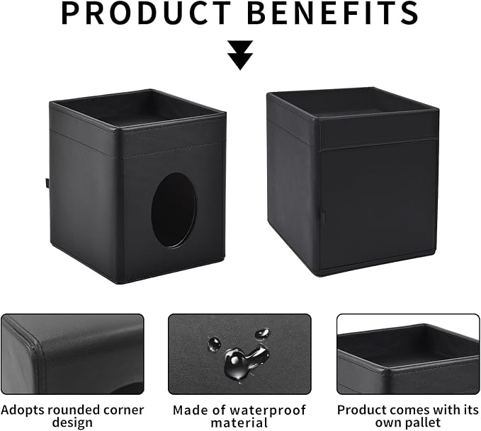 Tissue Box Cover Square Tissue Box Holder PU Leather Facial Tissues Organizer - Image 7