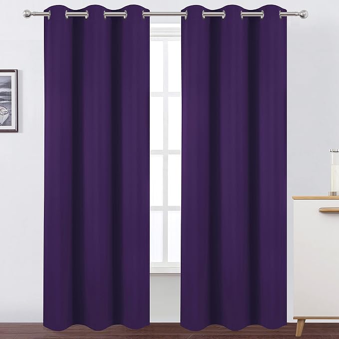 100% Blackout Curtains 40 x 84 Inch/Purple Curtains 2 Panels - Image 2