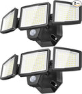 PURICH LED Security Lights Motion Sensor Outdoor Lights, 5000K Daylight, IP65 Waterproof, Dusk to Dawn, 3-Head Motion Detected Flood Light for Garage, Yard, Porch, 2Pack