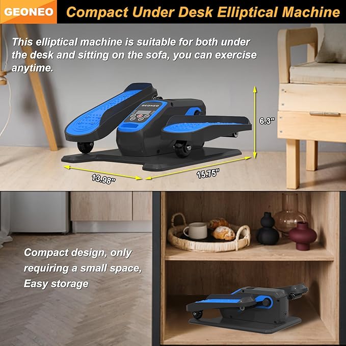 Under Desk Elliptical Machine, Electric Elliptical Exerciser for Senior, Quiet and Small Electric Seated Pedal Exerciser for Home with Remote Control and 12 Adjustable Speeds