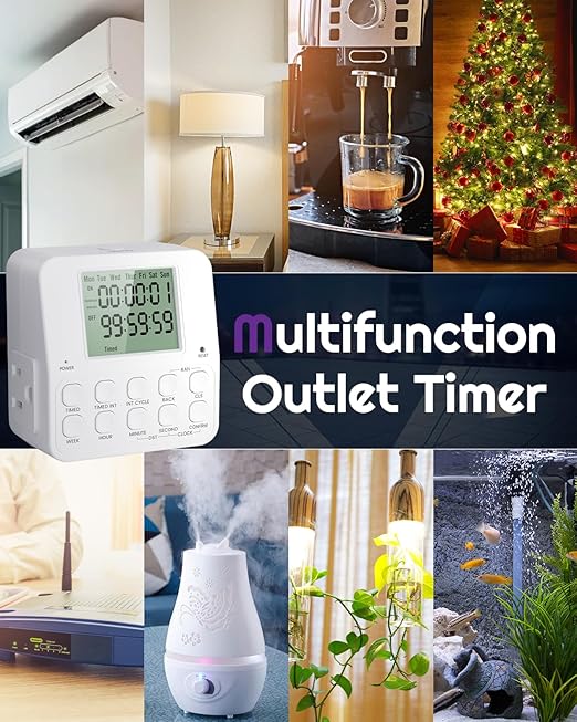 NEARPOW Digital Timer Outlet, 2 Pack Infinite Interval Repeat Cycle Timer Plug, Indoor Timed Interval Cycle Power Switch, 7 Day 24 Hour Daily Programmable Electrical Outlet with 20 ON/Off Programs
