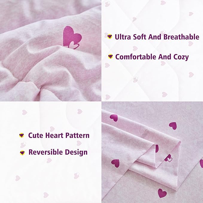DuShow 4 Pieces Toddler Bedding Set,Purple Star Toddler Girl Comforter Set,Super Soft Reversible Toddler Sheet Set,Lightweight Crib Bed Set -Purple