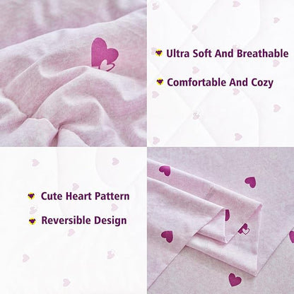 DuShow 4 Pieces Toddler Bedding Set,Purple Star Toddler Girl Comforter Set,Super Soft Reversible Toddler Sheet Set,Lightweight Crib Bed Set -Purple