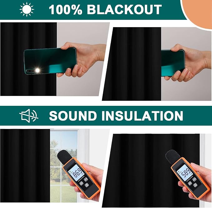 Diraysid 100% Blackout Curtains Black Curtains - Image 6