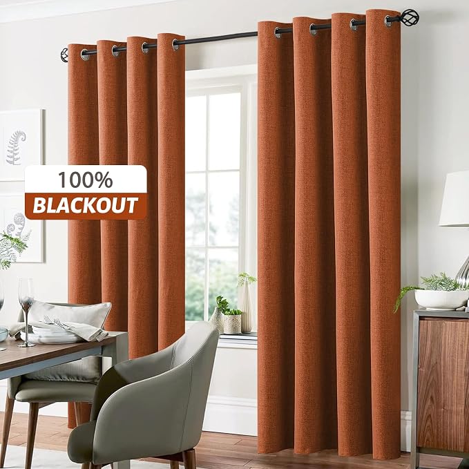 Yakamok Burnt Orange Linen Curtains 63 Inches Long - Image 7