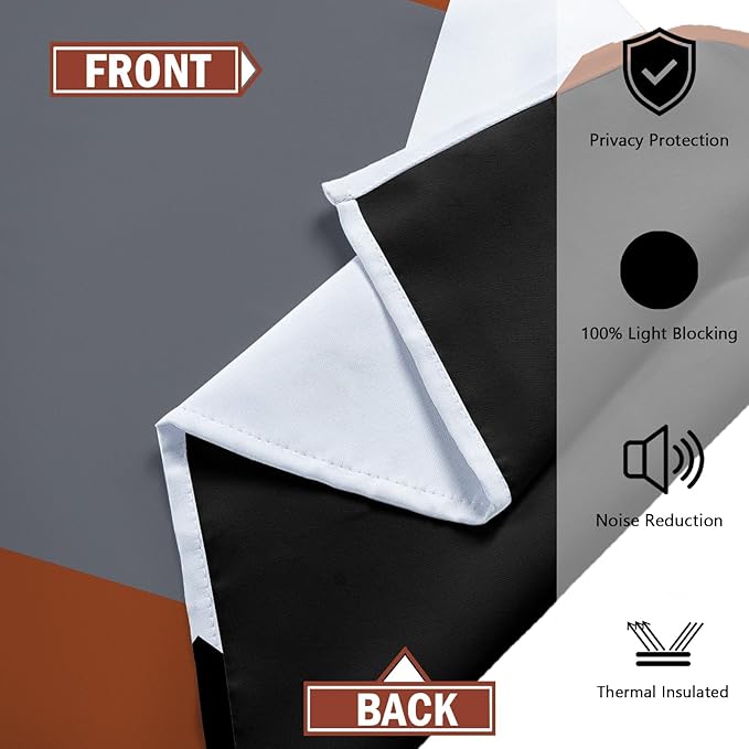 Burnt Orange 100% Blackout Curtains for Bedroom 63 inch Length 2 Panels Set Rust Modern Abstract Geometric Black Out Curtains Insulated Room Darkening Window Drapes for Living Room, 52Wx63L