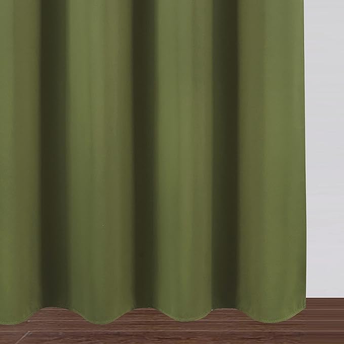 100% Blackout Curtains 52 x 72 Inch/Olive Green Curtains 2 Panels - Image 9
