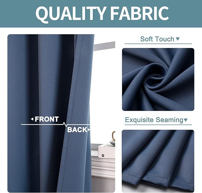 ChrisDowa Blackout Curtains for Bedroom and Living Room 78 Inches Long | 2 - Image 3