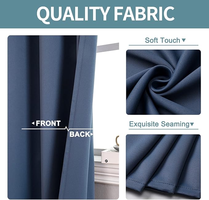 ChrisDowa Blackout Curtains for Bedroom and Living Room 108 Inches Long | 2 - Image 3