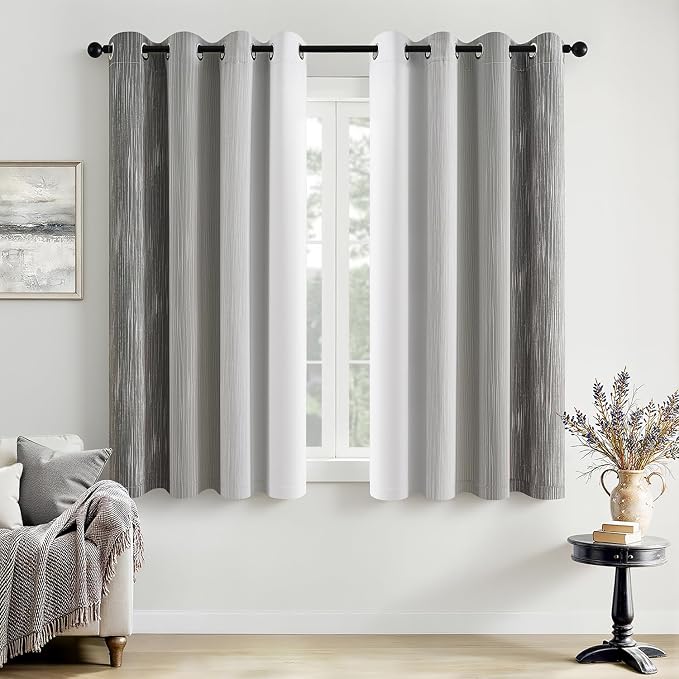 MIULEE Grey and Greyish White Ombre Blackout Curtains 52Wx54L Set of 2 | Full by MIULEE