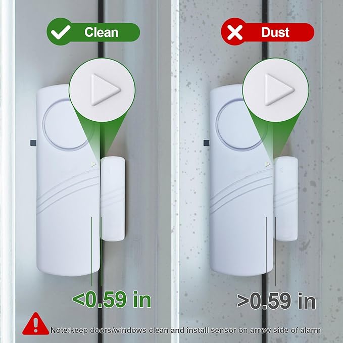 Door Window Alarm, 90dB Door Alarms Sensor for Kids Safety, Home Security, Door Window Burglar Alarm, Window Pool Alarms for Home, Apartments, Offices, Hotel Rooms (2pack)
