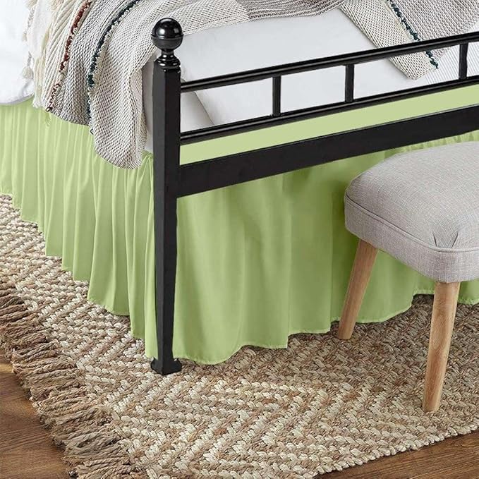 Sage Solid Ruffled Bed Skirt King-30 Inch Drop Split Corner, Microfiber Bedskirt with Platform Three Sided Coverage
