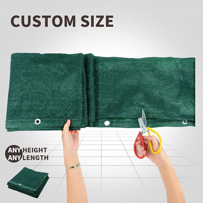LOVE STORY Custom Size 3' x 31' Balcony Privacy Screen Cover, Dark Green | HDPE - Image 2