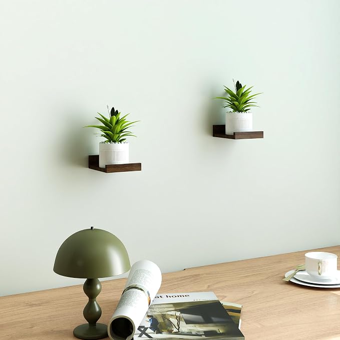 Small Walnut Floating Shelves for Wall, 4 in Shelf - Image 2