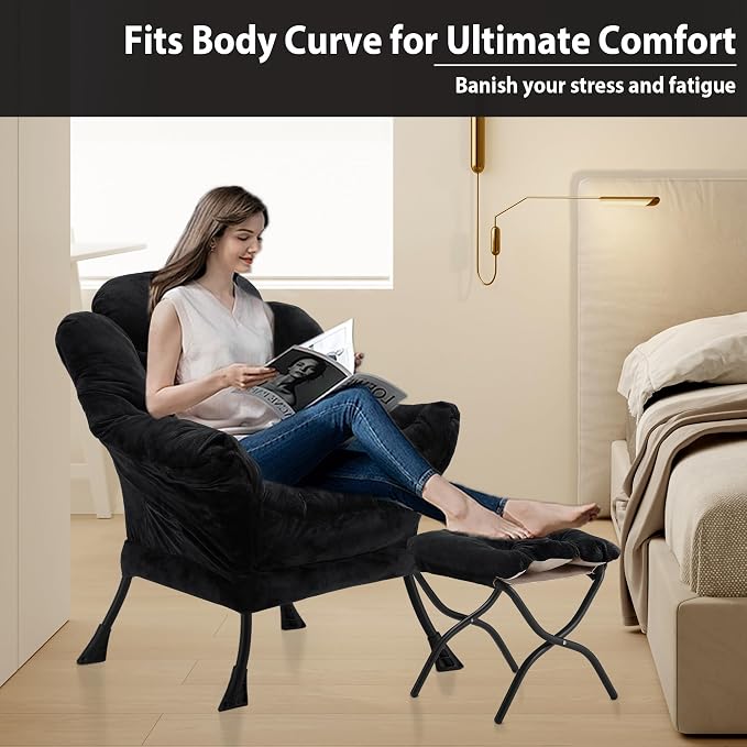 Youtanic Lazy Chair with Folding Ottoman, Accent Chair Plush Upholstered with - Image 5
