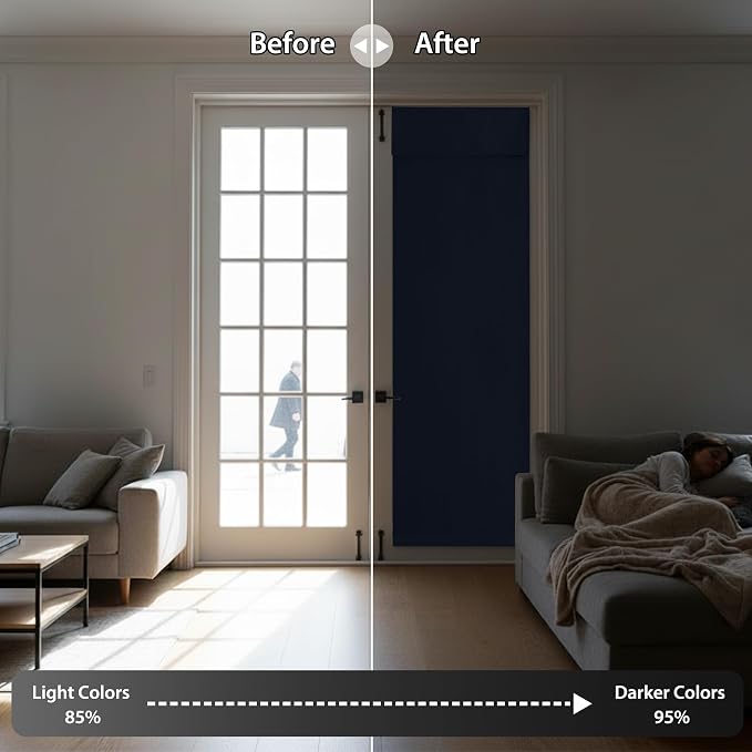 RYB HOME French Door Curtain 80 inch Long, Self Adhesive, - Image 5