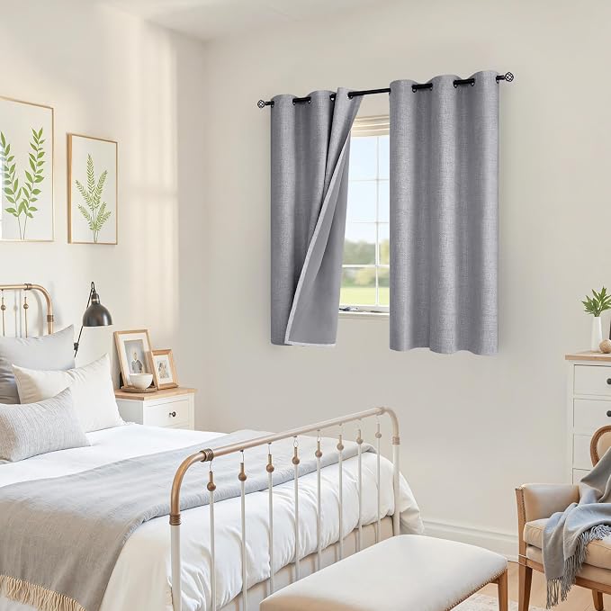 YoungsTex Short Linen Blackout Curtains - Image 4