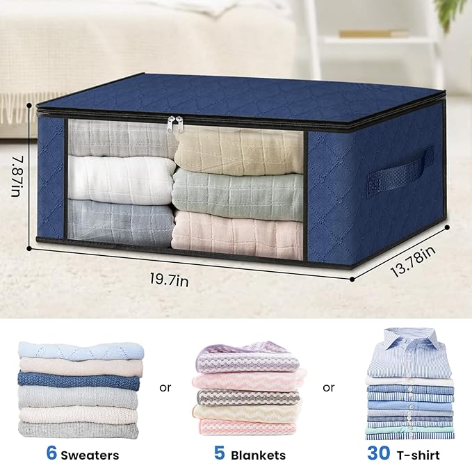 HomeHacks 6-Pack Clothes Organizer Storage Bags, 35L Storage Bins, Reinforced - Image 2