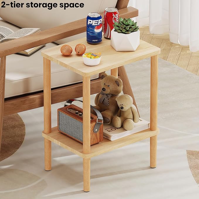 Solid Wood Side Table, Small End Table, Narrow Nightstand Bedside Table | - Image 5
