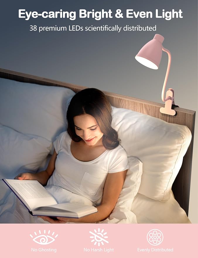 BOHON Cute Desk Lamp with Clamp Clip on Light, 5 Color 10 Brightness - Image 7