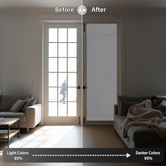 RYB HOME White Curtain for Door Window Short Room Darkening Curtain | Blackout - Image 5